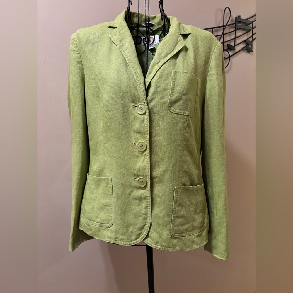 $10 LAST CALL BEFORE DONATING Petites 100% Irish Linen Light Green Women Blazer
